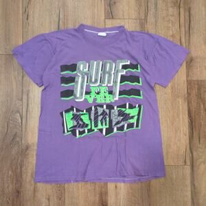 VTG Surf Fever Adult XL Shirt Ski Snowboard Skater Ocean Purple Green Single 90s